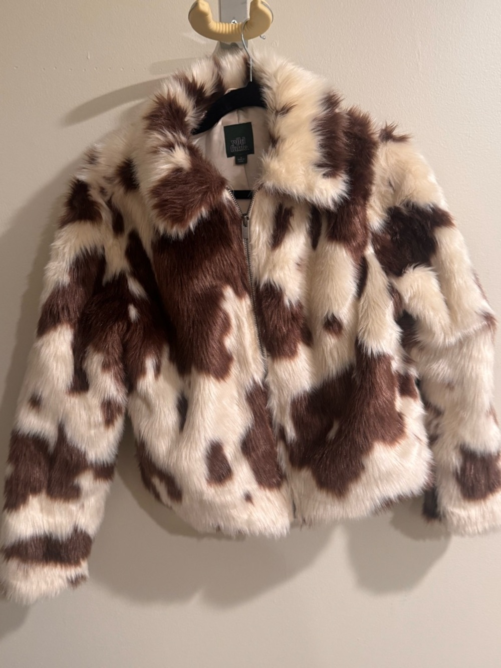 wild fable Faux Fur Coat in Black and Cream